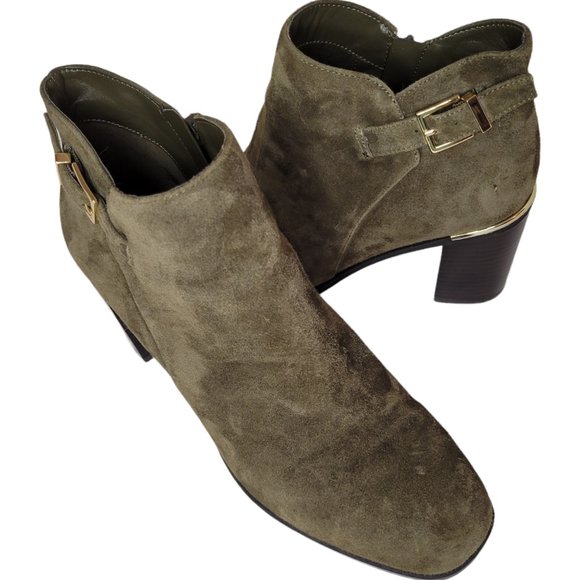 BANDOLINO Orelia Ankle Boots Gray Suede Round-Toe Block Heel Women's Sz. 7-1/2M - Picture 8 of 11